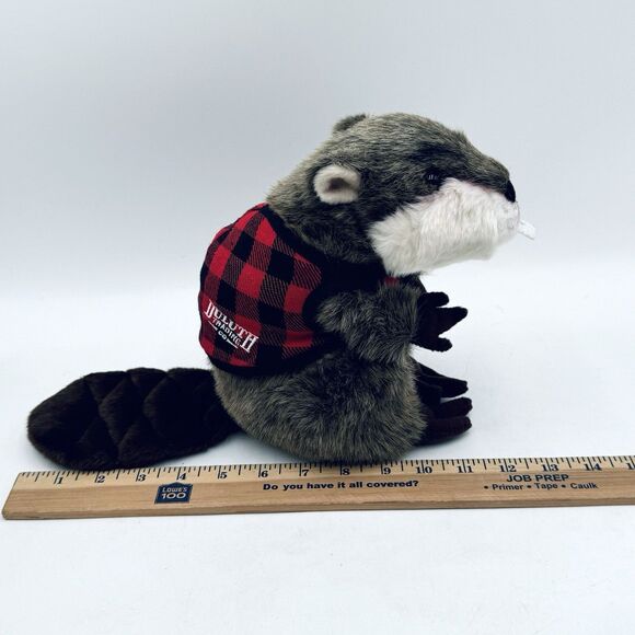 Duluth Trading Company Angry Beaver Plush Stuffed Animal Red Plaid Shirt - Picture 9 of 10